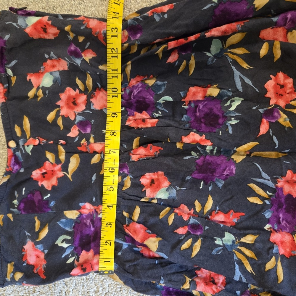 O'Neill Micro Mini Dress Strapless Dark Floral Buttons Fits Size Small Medium - Picture 11 of 12